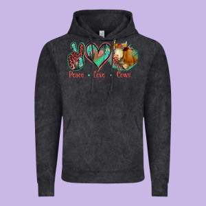 Peace Love Cows Vintage Hoodie Designed By Jasminsmagicworld