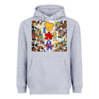 Heather Grey love puzzle ribbon Heavyweight Hoodie - TumblerDesignByShophia