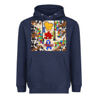 Navy love puzzle ribbon Heavyweight Hoodie - TumblerDesignByShophia