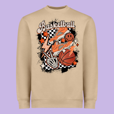 Checkered Retro Basketball Heavyweight Sweatshirt Designed By Maliassmallbusiness