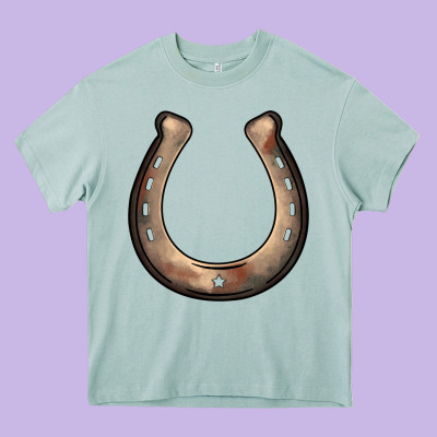 Western Horseshoe Heavy Core Tee Designed By Barkaloodesign