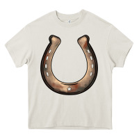 Cream western horseshoe Heavy Core Tee - BarkalooDesign