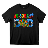 Black ausome autism dad Heavy Core Tee - AdoDesignShop