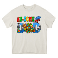 Cream ausome autism dad Heavy Core Tee - AdoDesignShop