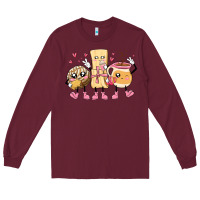 Burgundy mexican pan dulce cartoon characters Long Sleeve Tee - MaliasSmallBusiness