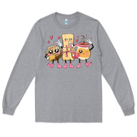 Heather Grey mexican pan dulce cartoon characters Long Sleeve Tee - MaliasSmallBusiness