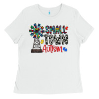 White small town autism Ladies Tee - CowhideDigitalArt
