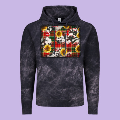 Cowhide Sunflowers Candy Canes Christmas Background Vintage Hoodie Designed By Jasminsmagicworld
