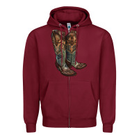 Burgundy cowgirl boots Zipper Hoodie - RanaPortraitStore