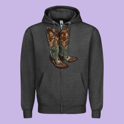 Cowgirl Boots Zipper Hoodie Designed By Ranaportraitstore