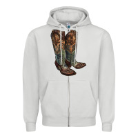 Dove Grey cowgirl boots Zipper Hoodie - RanaPortraitStore