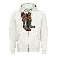 Oatmeal Heather cowgirl boots Zipper Hoodie - RanaPortraitStore