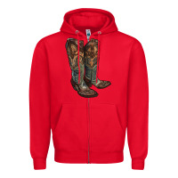 Red cowgirl boots Zipper Hoodie - RanaPortraitStore