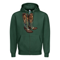 Sports Green cowgirl boots Zipper Hoodie - RanaPortraitStore