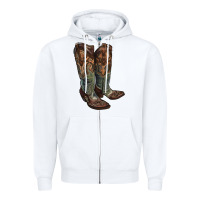 White cowgirl boots Zipper Hoodie - RanaPortraitStore