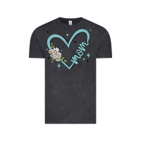 Vintage Black mom with heart and flowers Vintage Tee - MaliasSmallBusiness