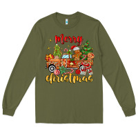 Army Green merry christmas gingerbread truck Long Sleeve Tee - MaliasSmallBusiness