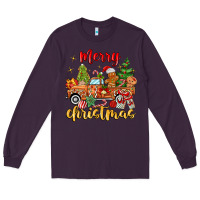 Plum merry christmas gingerbread truck Long Sleeve Tee - MaliasSmallBusiness
