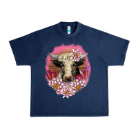 Navy v.d lotus and cow Urban Heavy Tee - AdoDesignShop
