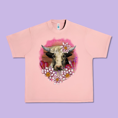 V.d Lotus And Cow Urban Heavy Tee Designed By Adodesignshop