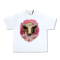 White v.d lotus and cow Urban Heavy Tee - AdoDesignShop