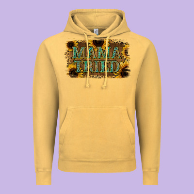Sunflower Leopard Mama Tried Vintage Hoodie Designed By Jasminsmagicworld