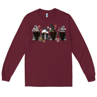 Burgundy grey christmas afro gnomies Long Sleeve Tee - MaliasSmallBusiness