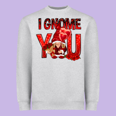 I Gnome You With Roses Heavyweight Sweatshirt Designed By Nancycooperartshop