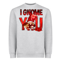 Heather Grey i gnome you with roses Heavyweight Sweatshirt - NancyCooperArtShop