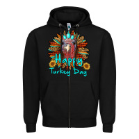 Black happy turkey day sunflower Zipper Hoodie - RanaPortraitStore
