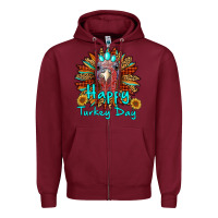 Burgundy happy turkey day sunflower Zipper Hoodie - RanaPortraitStore