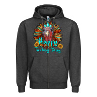Charcoal Heather happy turkey day sunflower Zipper Hoodie - RanaPortraitStore