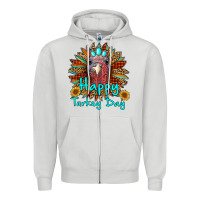 Dove Grey happy turkey day sunflower Zipper Hoodie - RanaPortraitStore