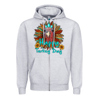 Heather Grey happy turkey day sunflower Zipper Hoodie - RanaPortraitStore