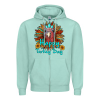 Seafoam happy turkey day sunflower Zipper Hoodie - RanaPortraitStore