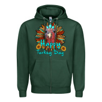 Sports Green happy turkey day sunflower Zipper Hoodie - RanaPortraitStore
