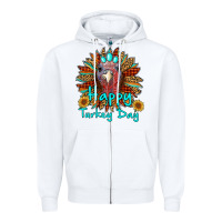 White happy turkey day sunflower Zipper Hoodie - RanaPortraitStore