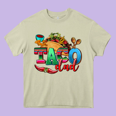 Taco Dad Heavy Core Tee Designed By Adodesignshop