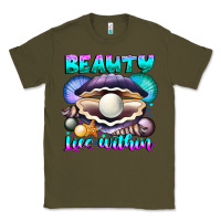 Army Green Beauty Lies Within Classic Tee - CowhideDigitalArt