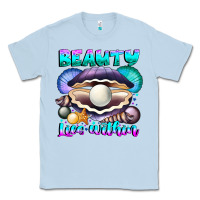 Dusty Blue Beauty Lies Within Classic Tee - CowhideDigitalArt