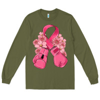 Army Green breast cancer with boxing gloves Long Sleeve Tee - MaliasSmallBusiness