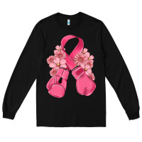 Black breast cancer with boxing gloves Long Sleeve Tee - MaliasSmallBusiness