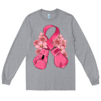 Heather Grey breast cancer with boxing gloves Long Sleeve Tee - MaliasSmallBusiness