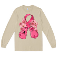 Mushroom breast cancer with boxing gloves Long Sleeve Tee - MaliasSmallBusiness