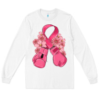 White breast cancer with boxing gloves Long Sleeve Tee - MaliasSmallBusiness