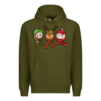 Army Green christmas reindeer polar bear snowman Premium Hoodie - CowGirlArtShop