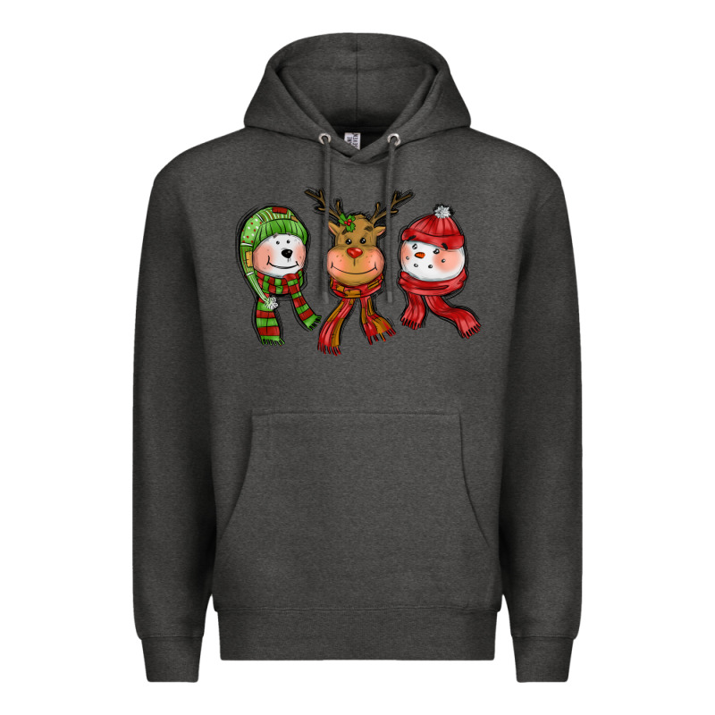 Christmas Reindeer Polar Bear Snowman Premium Hoodie by CowGirlArtShop | Teevron