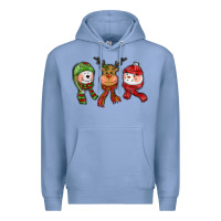 Colony Blue christmas reindeer polar bear snowman Premium Hoodie - CowGirlArtShop