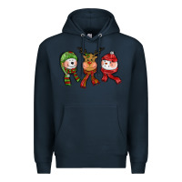 Navy christmas reindeer polar bear snowman Premium Hoodie - CowGirlArtShop