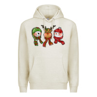 Oatmeal Heather christmas reindeer polar bear snowman Premium Hoodie - CowGirlArtShop